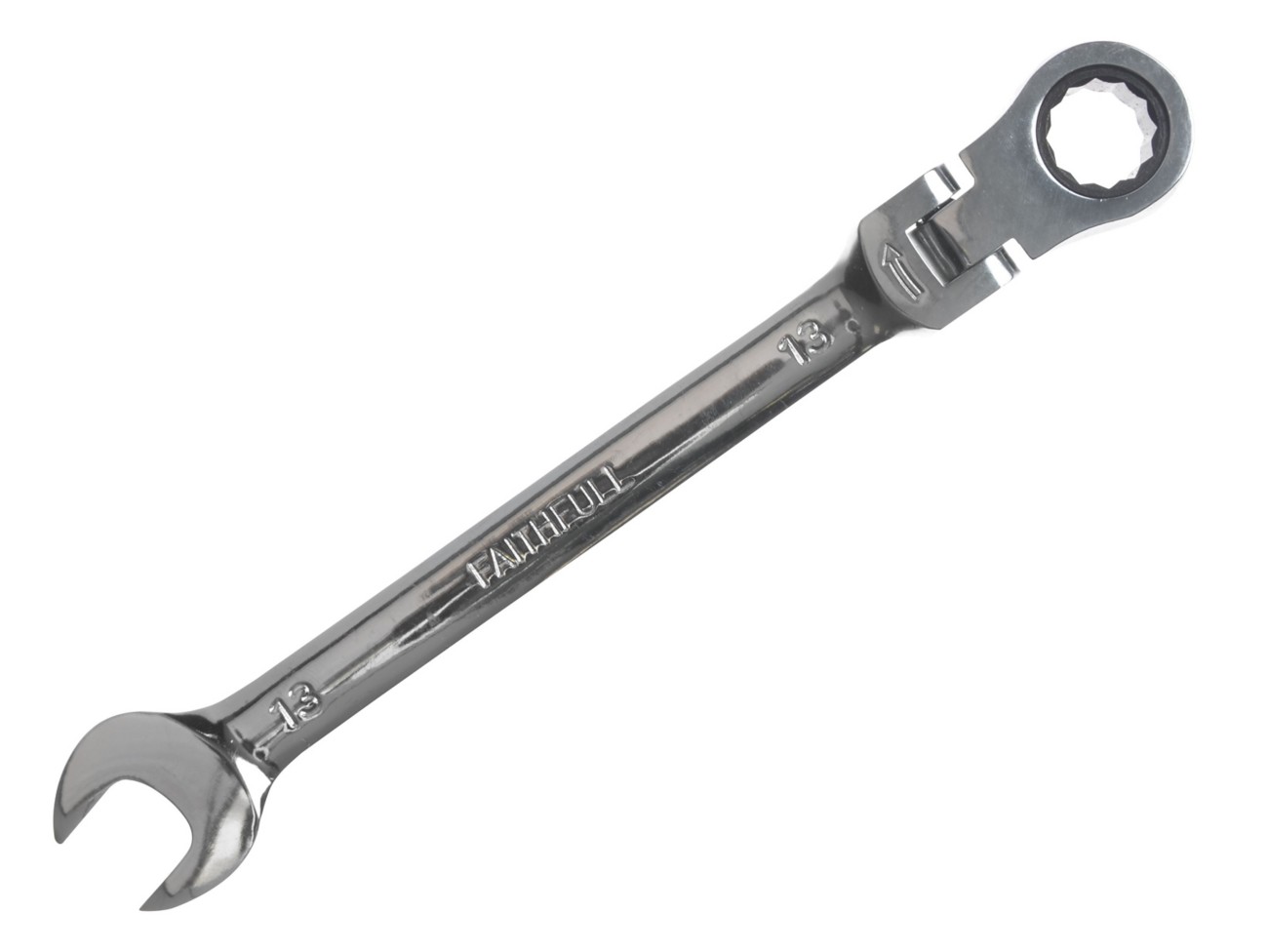 Faithfull Faisparat13 Ratchet Combi Spanner 12 Point Chrome Vanadium Chrome Plated 13 Mm