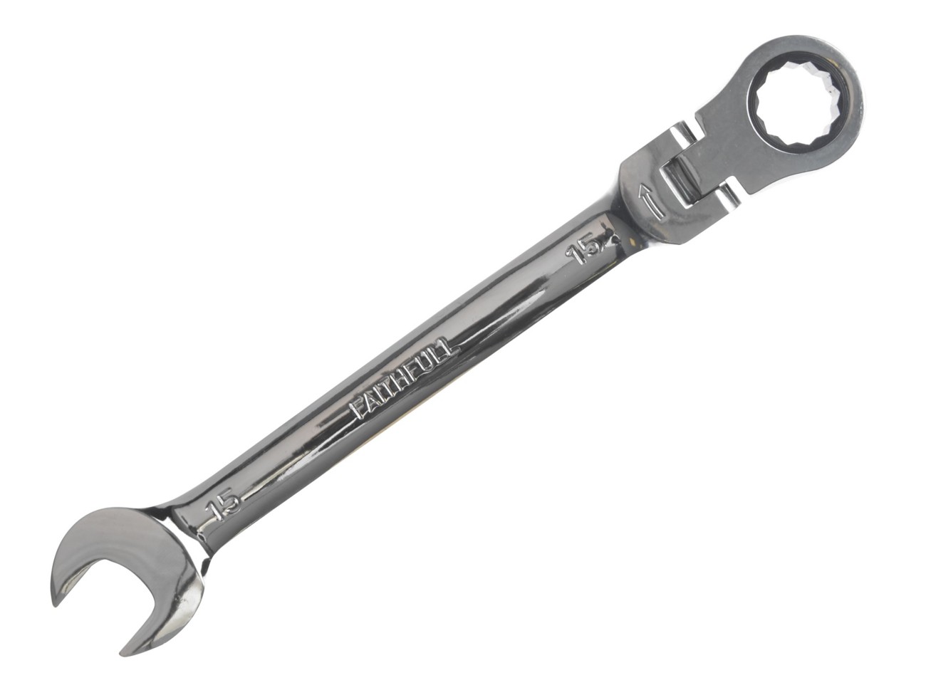 Faithfull Faisparat15 Ratchet Combi Spanner 12 Point Chrome Vanadium Chrome Plated 15 Mm