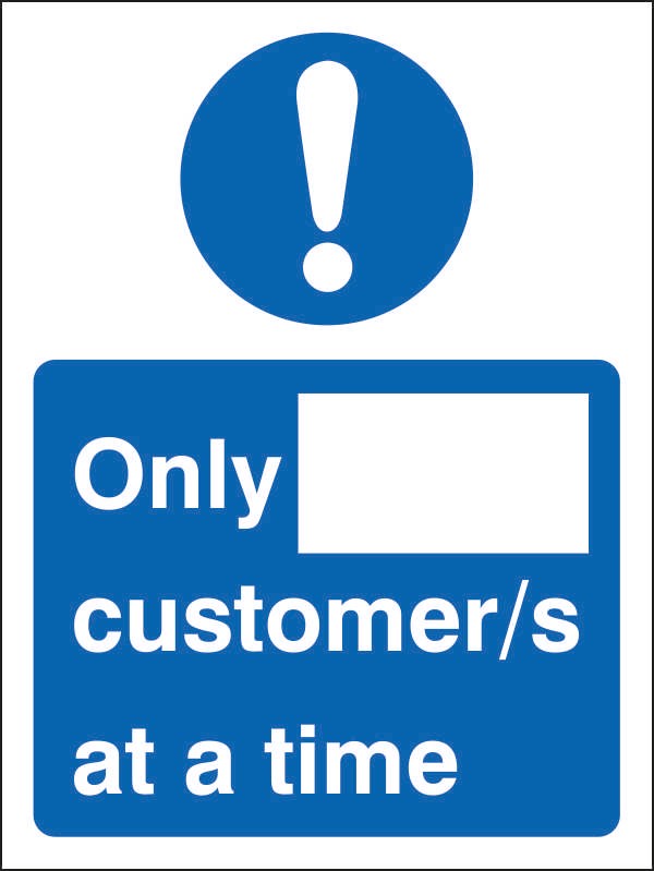 Seco Health & Safety Poster Only __ customer/s at a time Window Cling Film 15 x 20 cm
