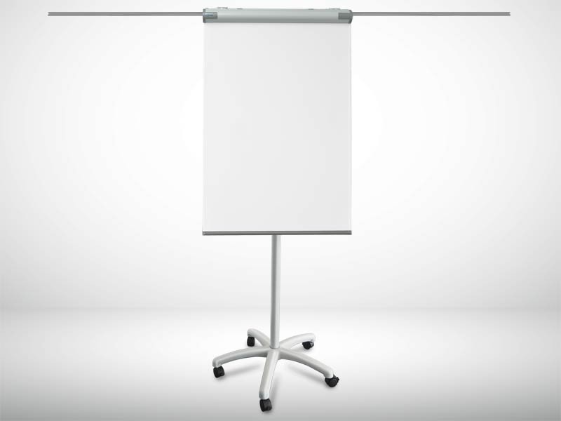 Master of Boards Mobiles Flipchart Piranha PRO 67 x 105 cm Magnetisch Mit 5 Rollen und Stiftablage Grau
