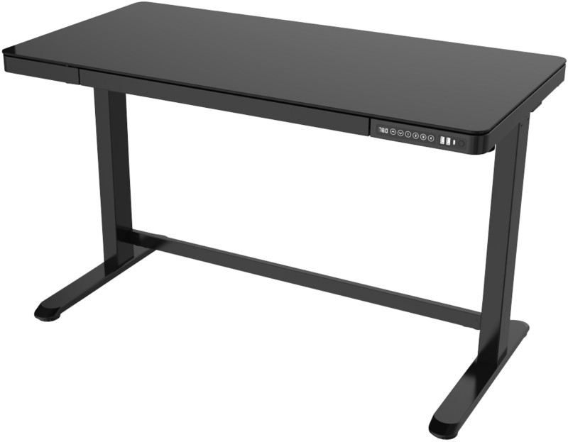 euroseats Sitz-Stehschreibtisch Rechteckig Schwarz C-Fuß 1 Schub 1.202 (B) x 602 (T) x 1.210 (H) mm Metall