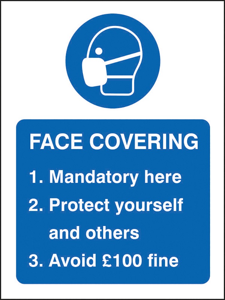 Seco Health And Safety Sign Face Covering Mandatory Here Adhesive Plastic 20 X 30 Cm