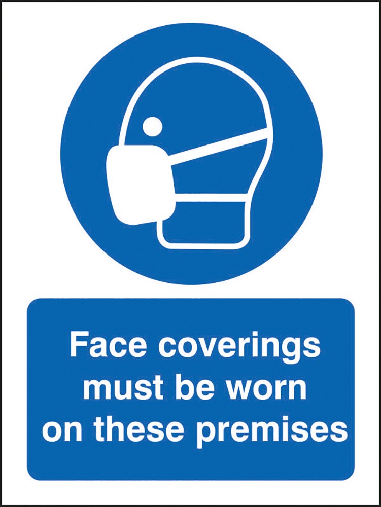 Seco Health And Safety Sign Face Coverings Must Be Worn On These Premises Adhesive Cling Film 15 X 20 Cm