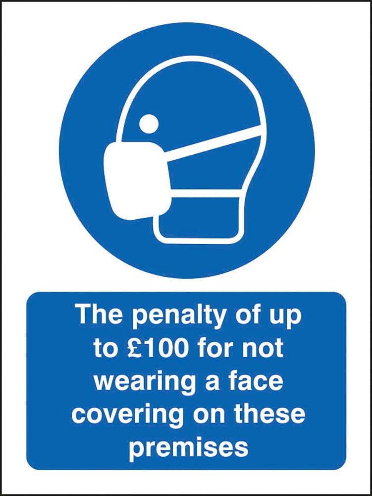 Seco Health And Safety Sign Penalty For Not Wearing A Face Mask Adhesive Cling Film 15 X 20 Cm