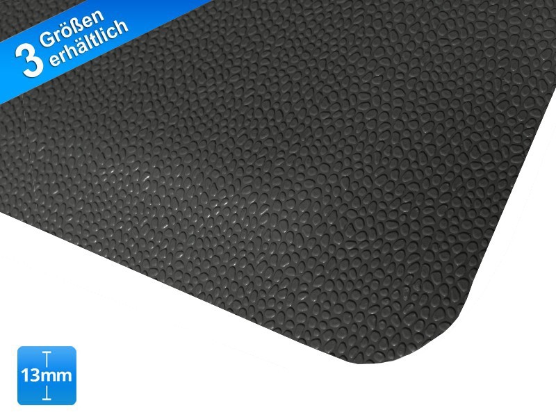 etm Anti-Ermüdungsmatte Heavy-Duty Soft-Tritt PVC, Vinyl Schwarz 900 x 1500 mm