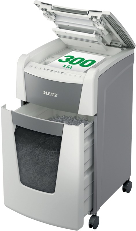 Leitz IQ Autofeed Office 300 Automatischer Aktenvernichter Mikroschnitt Sicherheitsstufe P-5 300 Blatt Automatisch & 8 B...