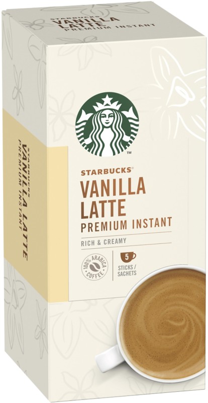 Starbucks Vanilla Latte Premium Instant Coffee Sachets Rich and Creamy 107.5g Pack of 5