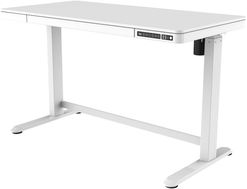 euroseats Sitz-Stehschreibtisch Rechteckig Weiß C-Fuß 1 Schub 1.202 (B) x 602 (T) x 1.210 (H) mm Metall