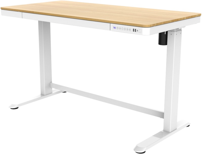euroseats Sitz-Stehschreibtisch Rechteckig Eiche C-Fuß 1 Schub 1.202 (B) x 602 (T) x 1.210 (H) mm Metall