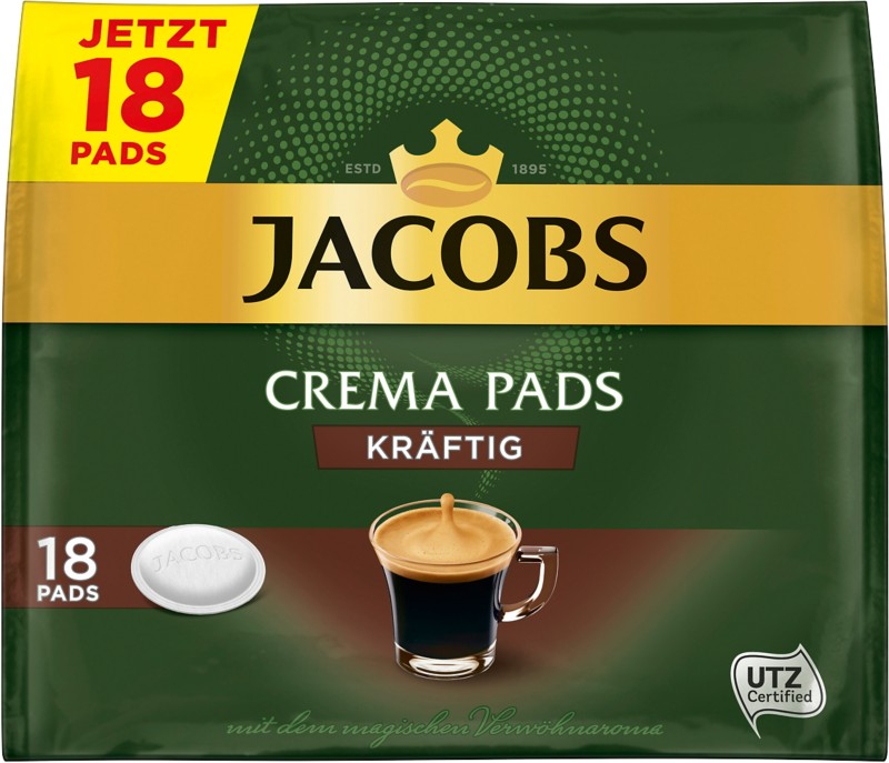 Jacobs Crema-Kaffeepads Stark 18 Stück à 6,5 g