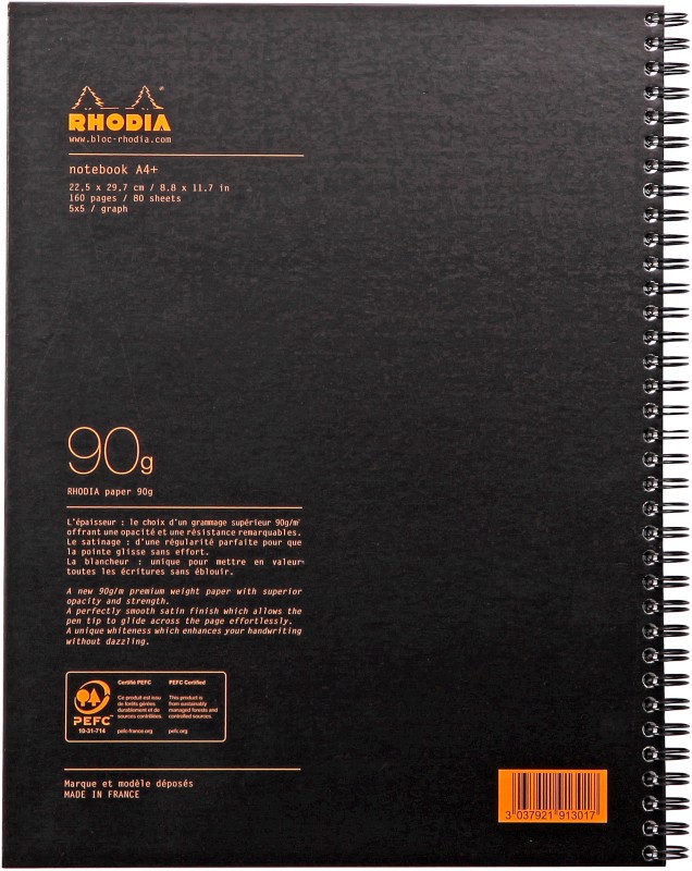 Rhodia Notizbuch Kariert Schwarz Perforiert 160 Seiten 80 Blatt