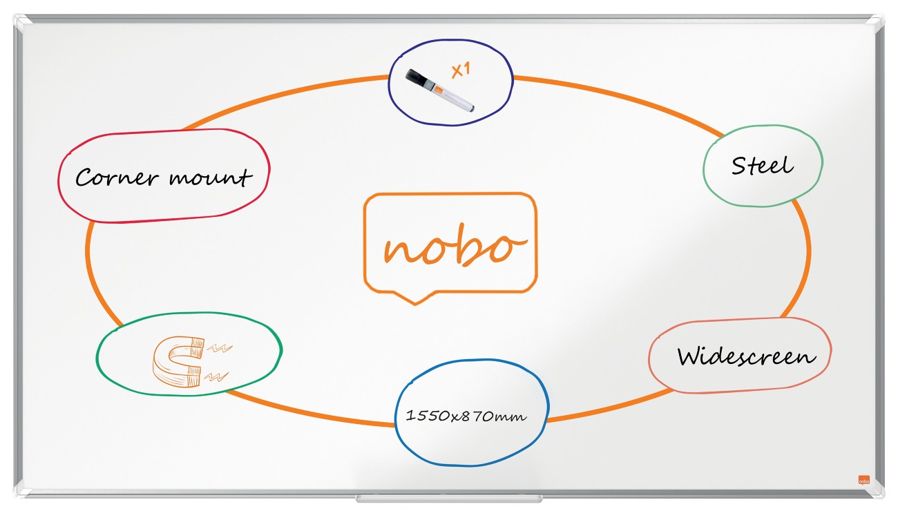 Nobo Premium Plus Whiteboard Magnetic Lacquered Steel 155 (W) X 90 (H) Cm