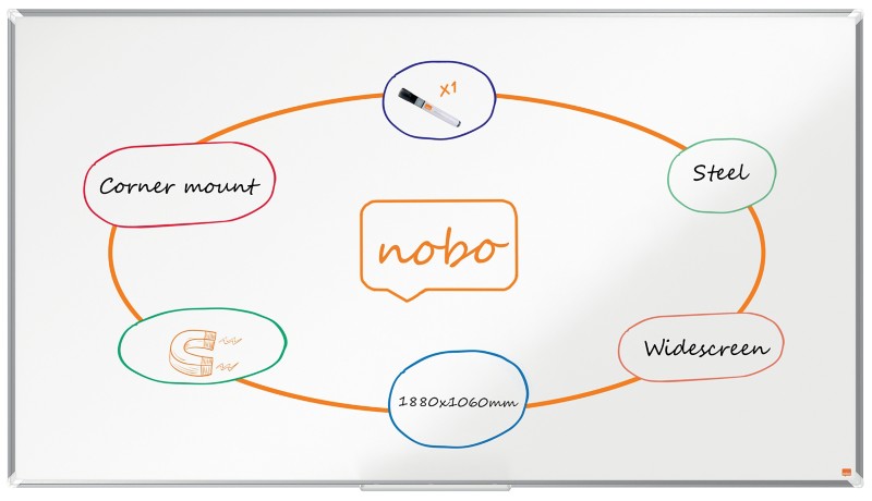 Nobo Premium Plus Widescreen Whiteboard 1915374 Wandmontiert Magnetisch Lackierter Stahl 188 x 106 cm