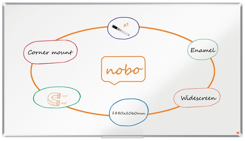 Nobo Premium Plus Widescreen Whiteboard 1915369 Wandmontiert Magnetisch Emaille 188 x 106 cm