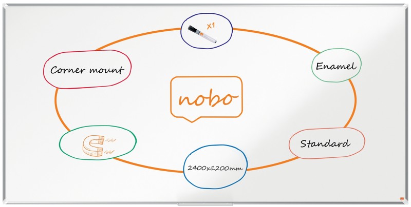 Thumbnail - Nobo Premium Plus Whiteboard 1915151 Wandmontiert Magnetisch Emaille 240 x 120 cm