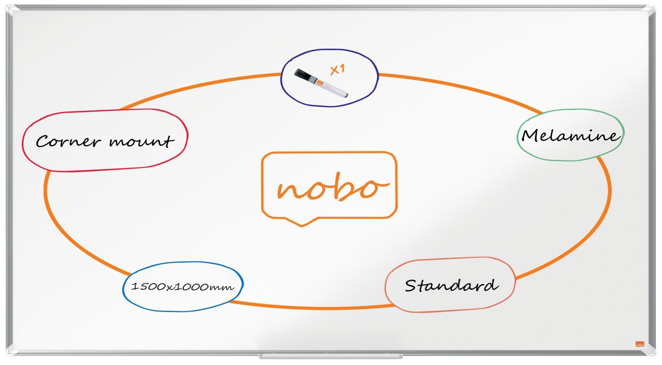 Nobo Premium Plus Whiteboard Wall Mounted Melamine 150 (W) X 120 (H) Cm