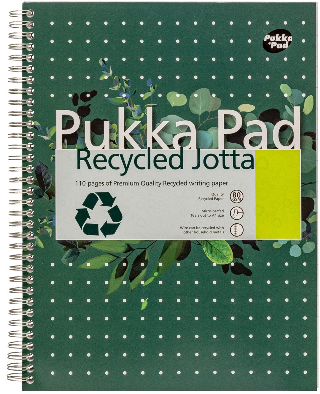 Pukka Pad Notebook Jotta A4 Ruled Spiral Bound Cardboard Hardback Green Perforated 110 Pages Pack Of 3