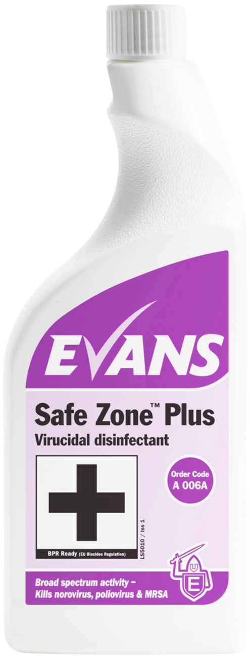 Evans Vanodine Virucidal Disinfectant Safe Zone Plus No Perfumes 750Ml