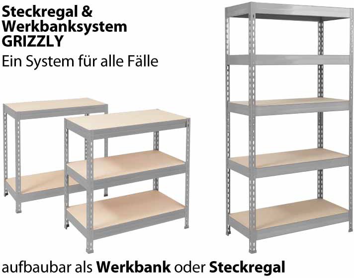 Office Marshal Schwerlastregal Grizzly Grau, Anthrazit 5 Fächer 1.800 x 1.200 x 450 mm