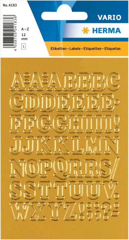 HERMA 4183 Buchstaben A-Z Etiketten 12 mm Gold 10 Packungen mit 560 Etiketten