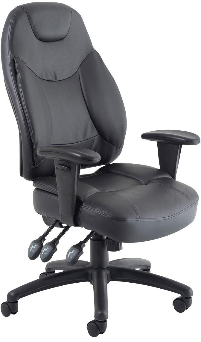 Galaxy Task Operator Chair With Height Adjustable Arms Black Leather - Image 4