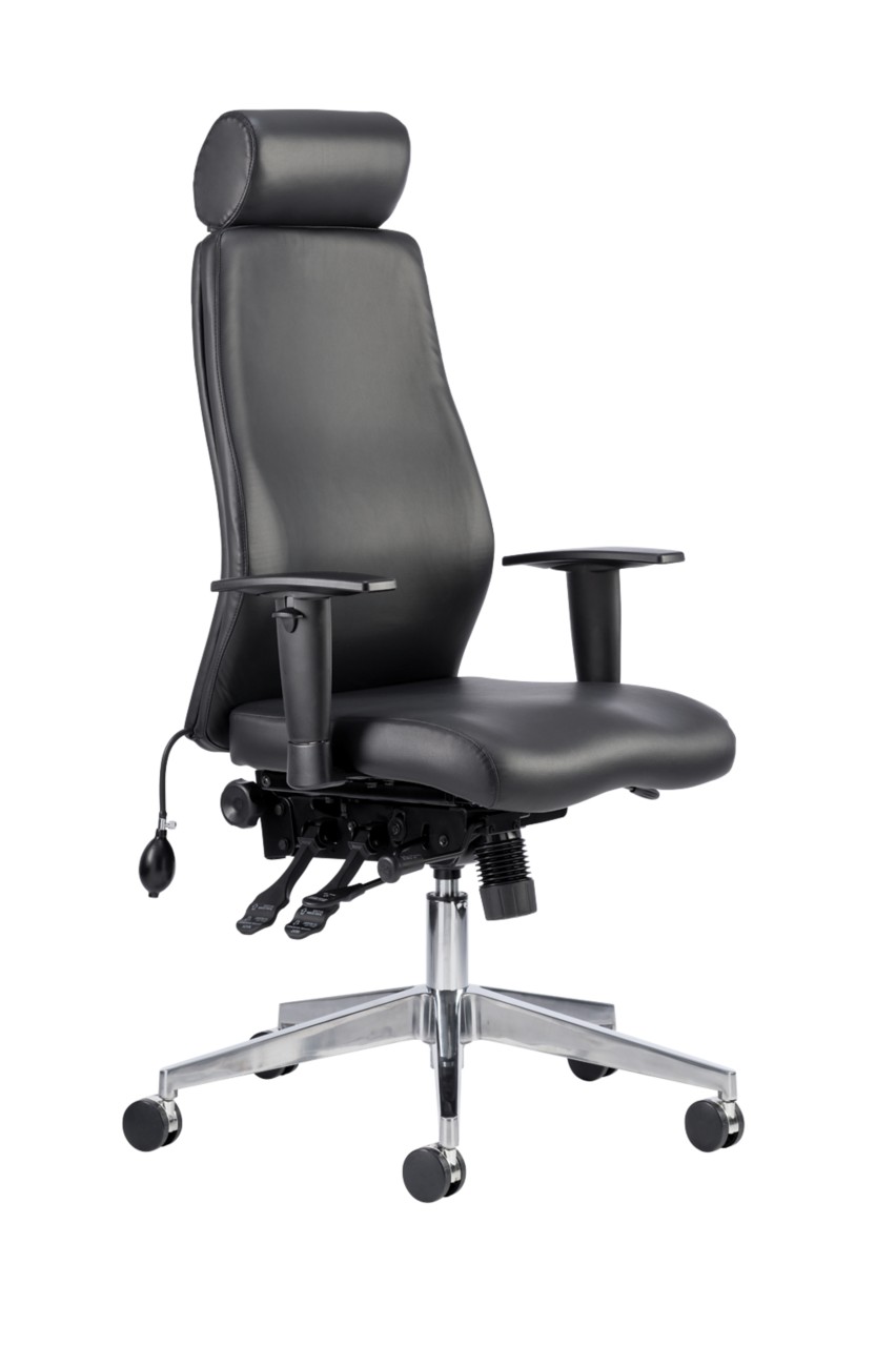Dynamic Onyx Ergo Posture Chair Basic Tilt Bonded Leather Height-Adjustable Armrest Black 135 Kg Onyx 610 X 670 X 1,400 Mm