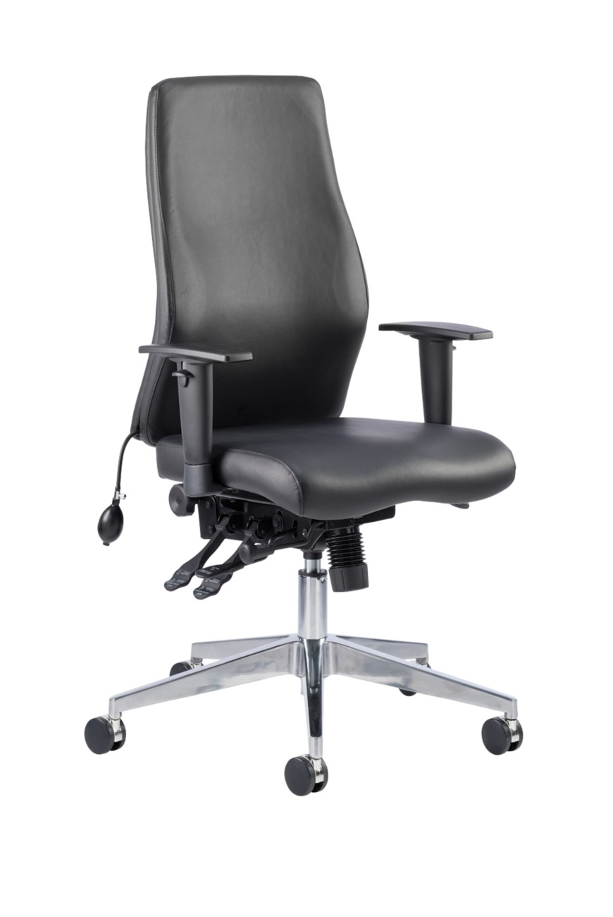 Dynamic Onyx Ergo Posture Chair Permanent Contact Bonded Leather Height-Adjustable Armrest Black 135 Kg Onyx 610 X 670 X 1,210 Mm
