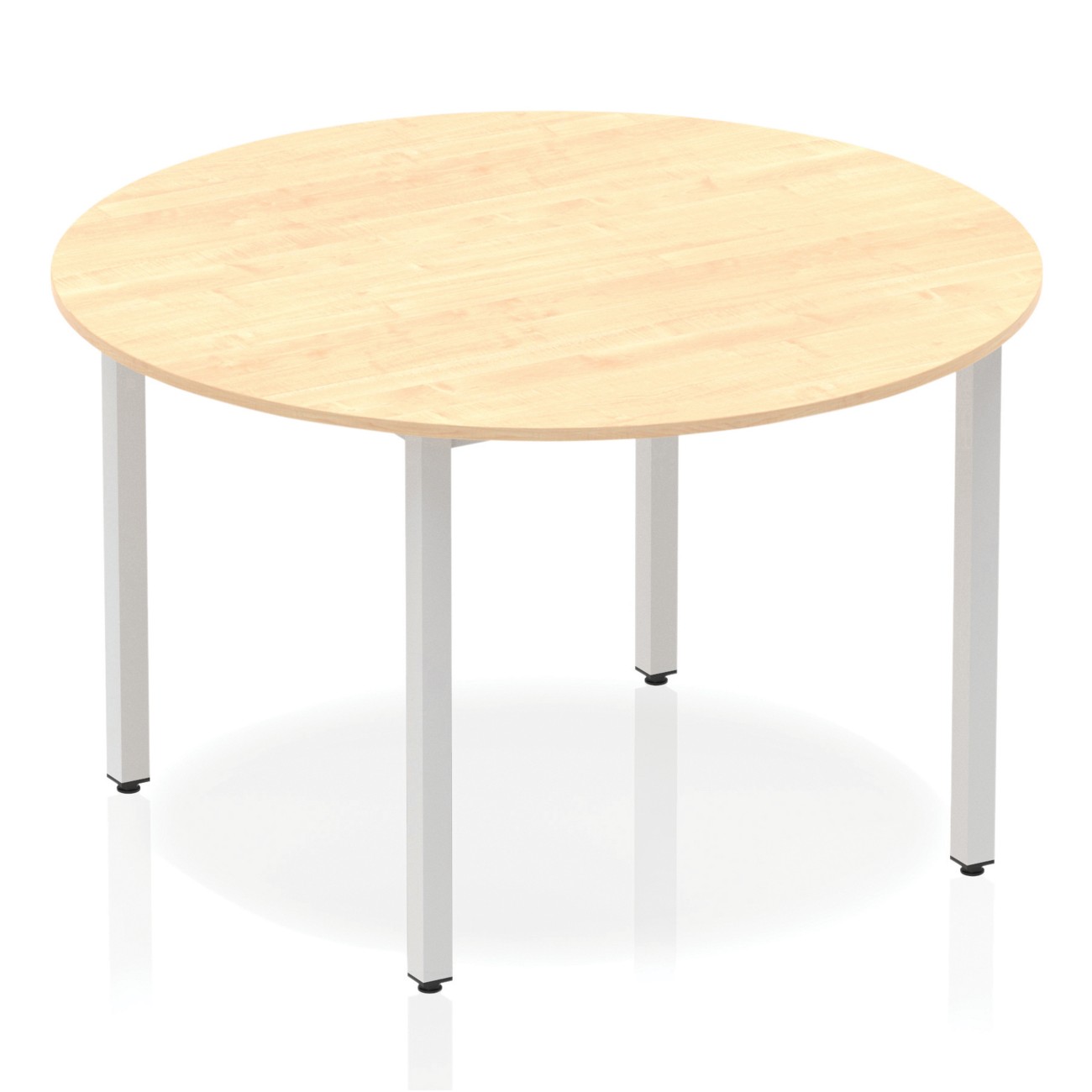 Dynamic Impulse Conference Table Circular Maple 4 Metal Legs 1,200 (W) X 1,200 (D) X 740 (H) Mm Mfc (Melamine Faced Chipboard)