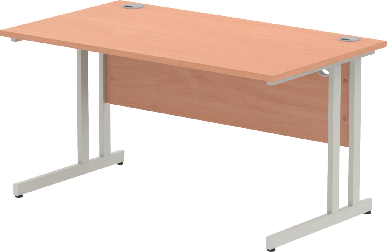 Dynamic Impulse Straight Desk Rectangular Beech Cantilever 1,400 (W) X 800 (D) X 730 (H) Mm Mfc (Melamine Faced Chipboard)