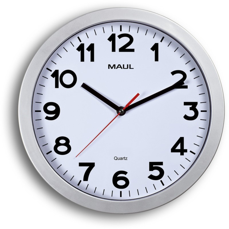 Maul MAULstep Analog Wanduhr Silber, Weiß 30 x 30 x 30 x 5 cm