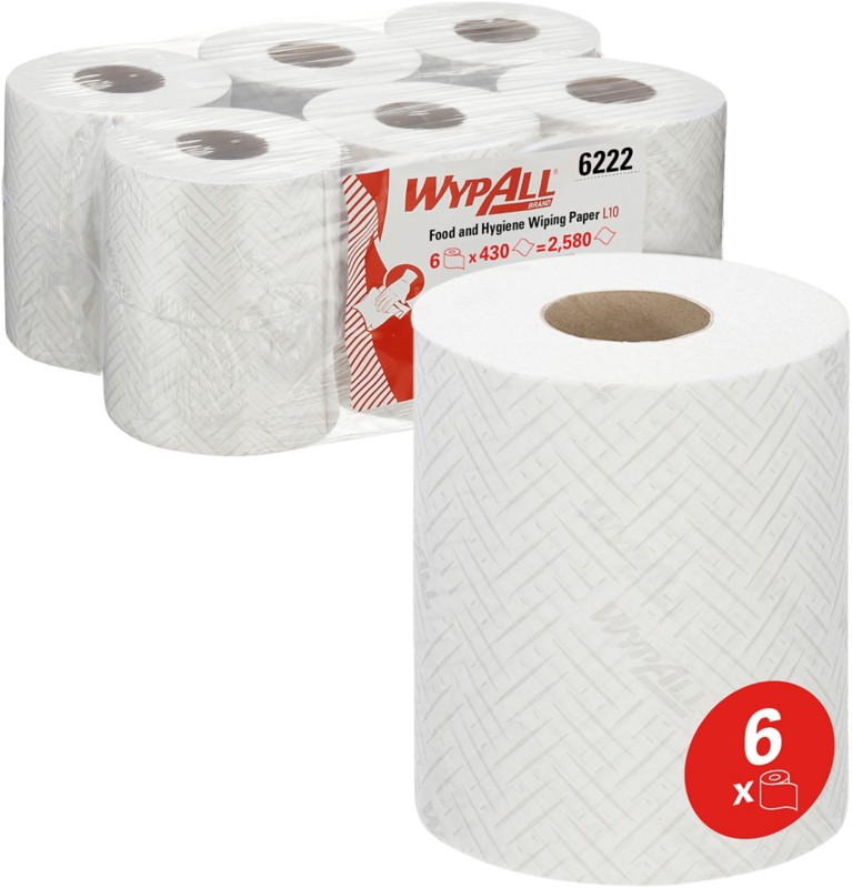 Kimberly-Clark Professional Wischtücher Weiß 1-lagig 6222 6 Rollen à 430 Blatt