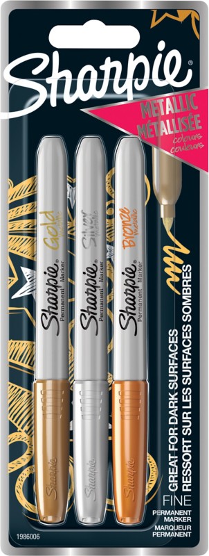 Sharpie Metallic Permanentmarker Fein Rundspitze 1 mm Farbig sortiert 3 Stück