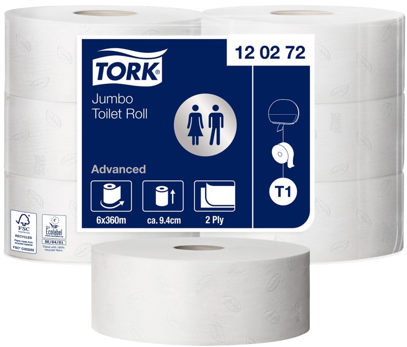 Tork Advanced Toilettenpapier Jumbo T1 2-lagig 120272 6 Rollen à 1800 Blatt