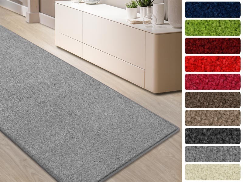 Velours-Teppich Floordirekt STEP Dynasty Velours Silbergrau Polypropylen 660 x 1000 mm