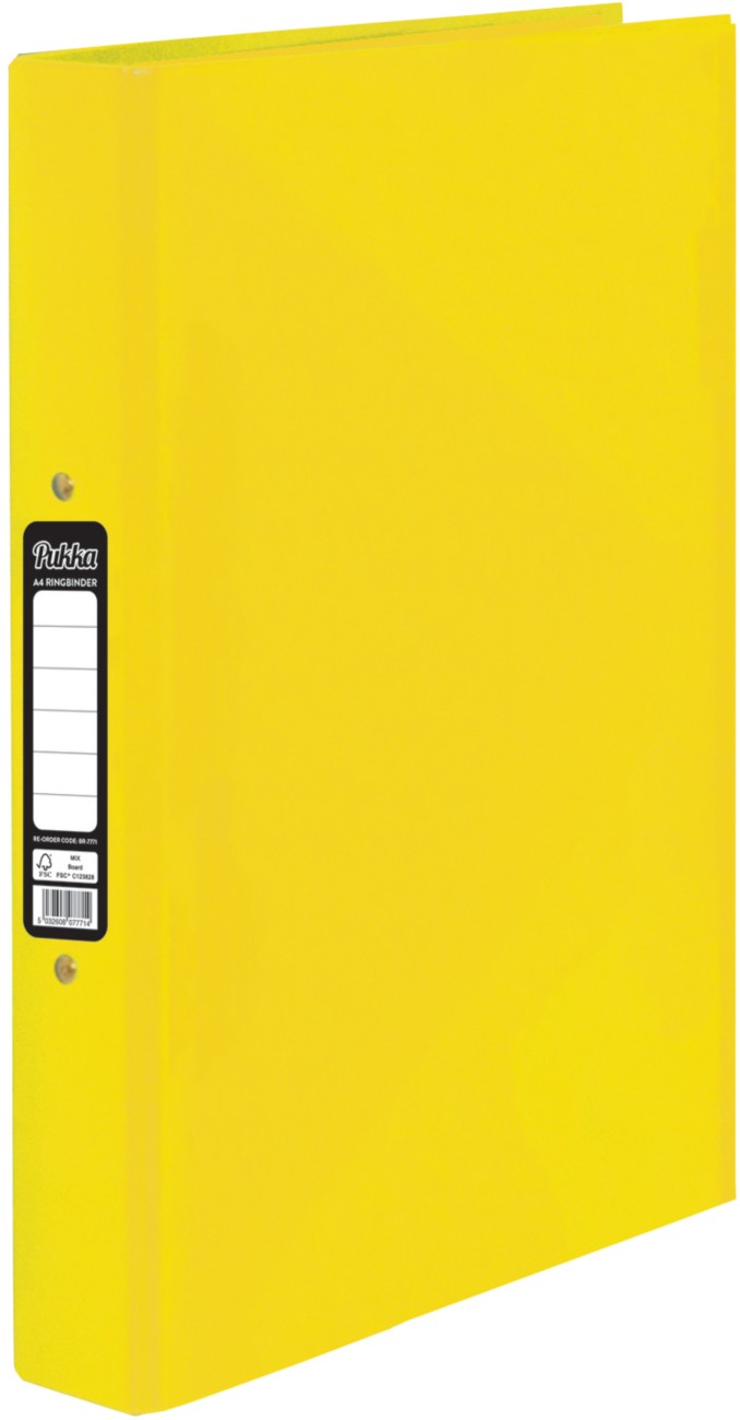 Pukka 25 Mm Ring Binder Laminated Board A4 2 Rings Yellow Br-7771