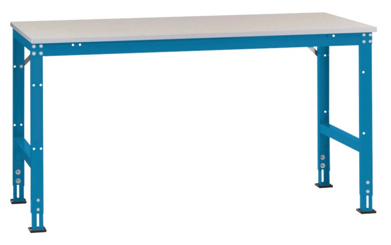 Manuflex Stationär Arbeitstisch UNIVERSAL Standard PVC, Stahl Brillantblau 1.500 x 800 mm