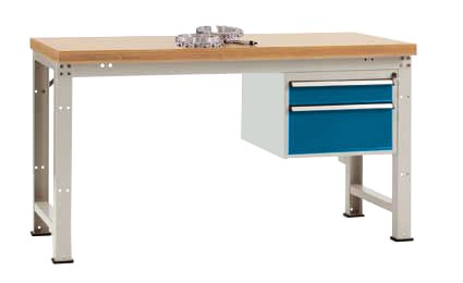 Manuflex Werkbank Standard Profi Multiplex, Stahl Lichtgrau, Brillantblau 1.500 x 700 x 840 mm