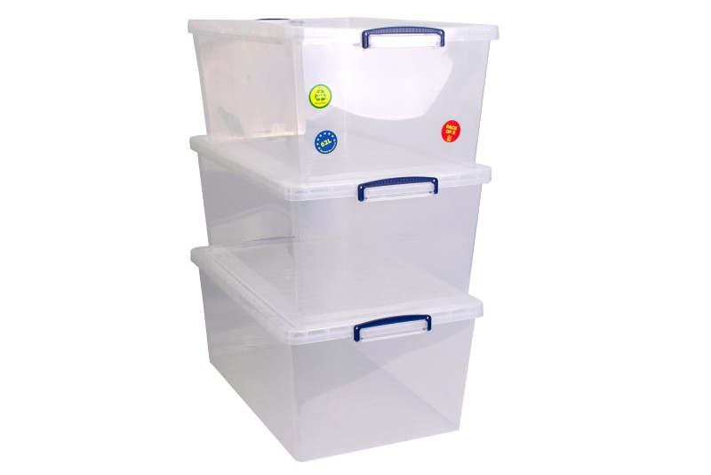 Really Useful Box Aufbewahrungsbox 62 L Transparent Kunststoff 44 x 68,5 x 28,7 cm 3 Stück