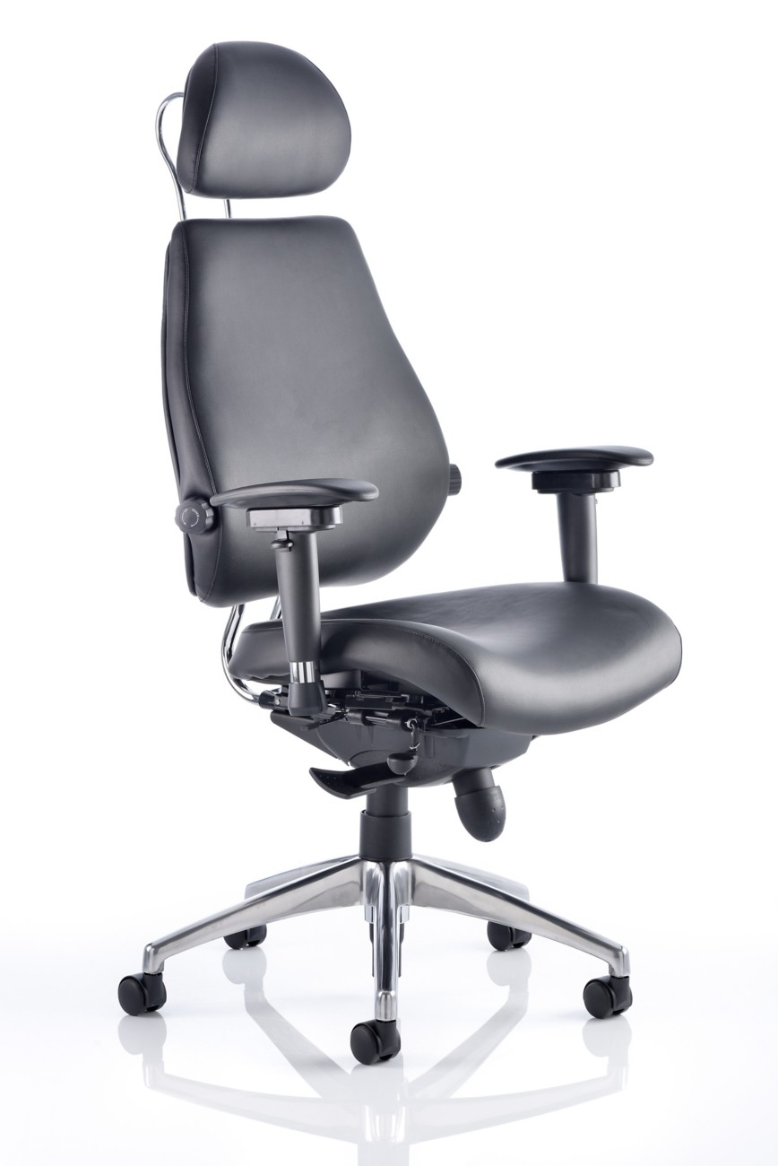 Dynamic Stevia Posture Chair Synchro Tilt Bonded Leather Optional Armrest Black 150 Kg Chiro Plus Ultimate 710 X 690 X 1,220 Mm
