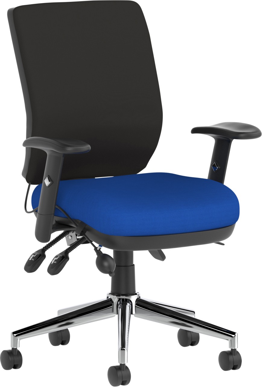 Dynamic Stevia Posture Chair Synchro Tilt Fabric Height-Adjustable Armrest Black, Blue 110 Kg Chiro 650 X 590 X 900 Mm