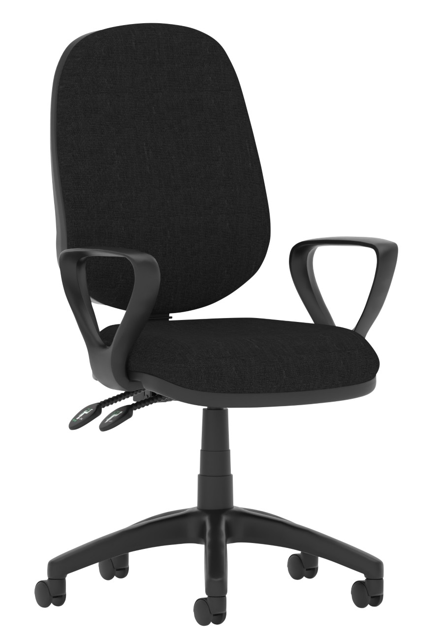 Dynamic Eclipse Ii Operator Chair Permanent Contact Fabric Fixed Armrest Black 120 Kg Eclipse Plus Ii 600 X 600 X 970 Mm