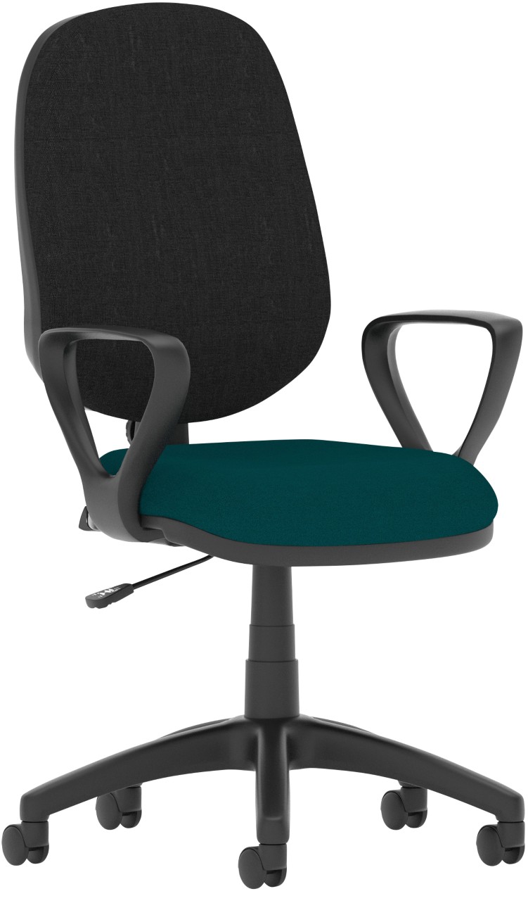 Dynamic Eclipse I Operator Chair Permanent Contact Fabric Fixed Armrest Black, Maringa Teal 120 Kg Eclipse I 600 X 600 X 1,010 Mm