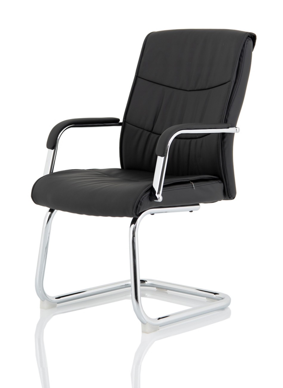 Carter Black Luxury Faux Leather Cantilever Chair With Arms BR000185 - Image 4
