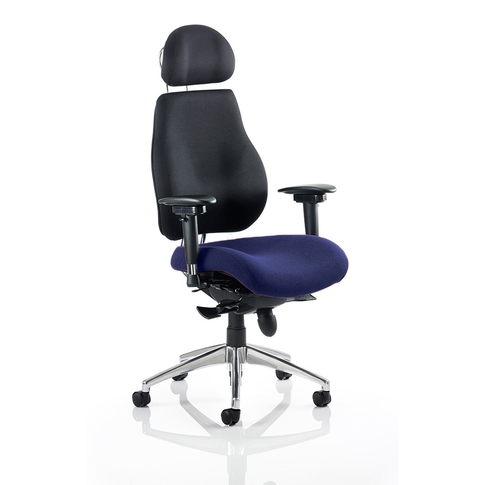 Dynamic Stevia Posture Chair Synchro Tilt Fabric Optional Armrest Black, Blue 150 Kg Chiro Plus Ultimate 710 X 690 X 1,220 Mm