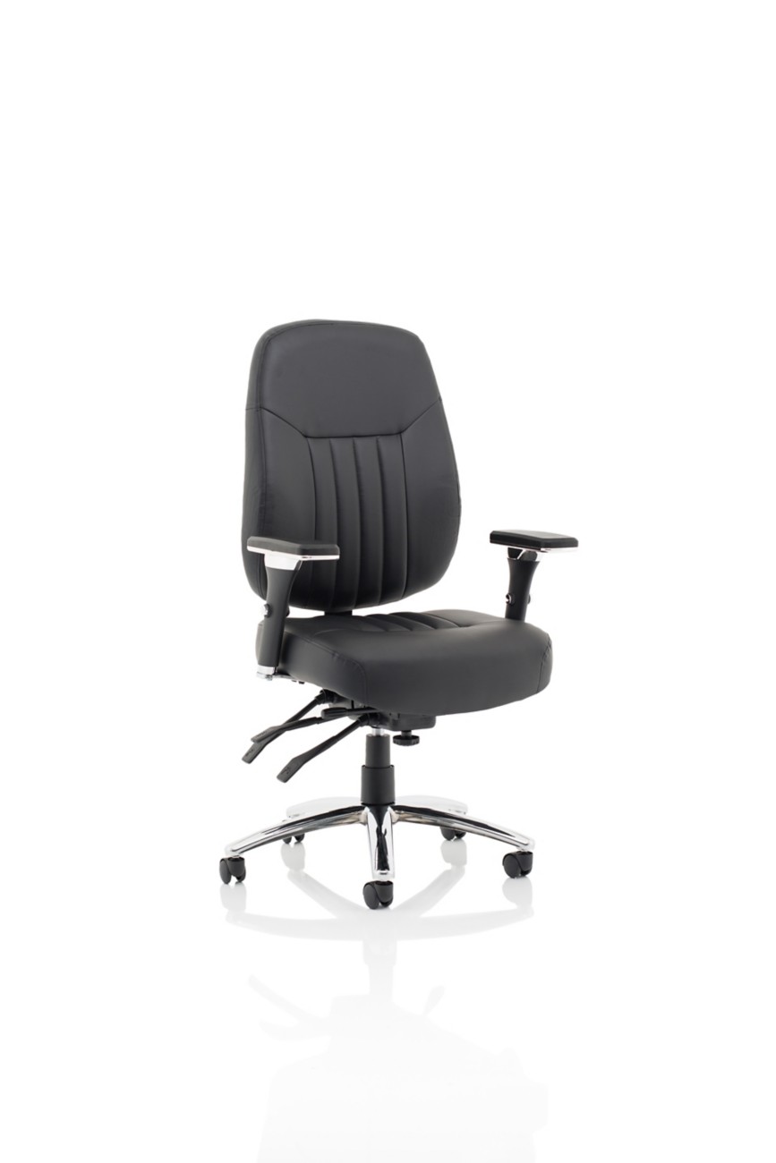 Barcelona Deluxe Black Leather Ergonomic Office Posture Operator Chair - Image 4