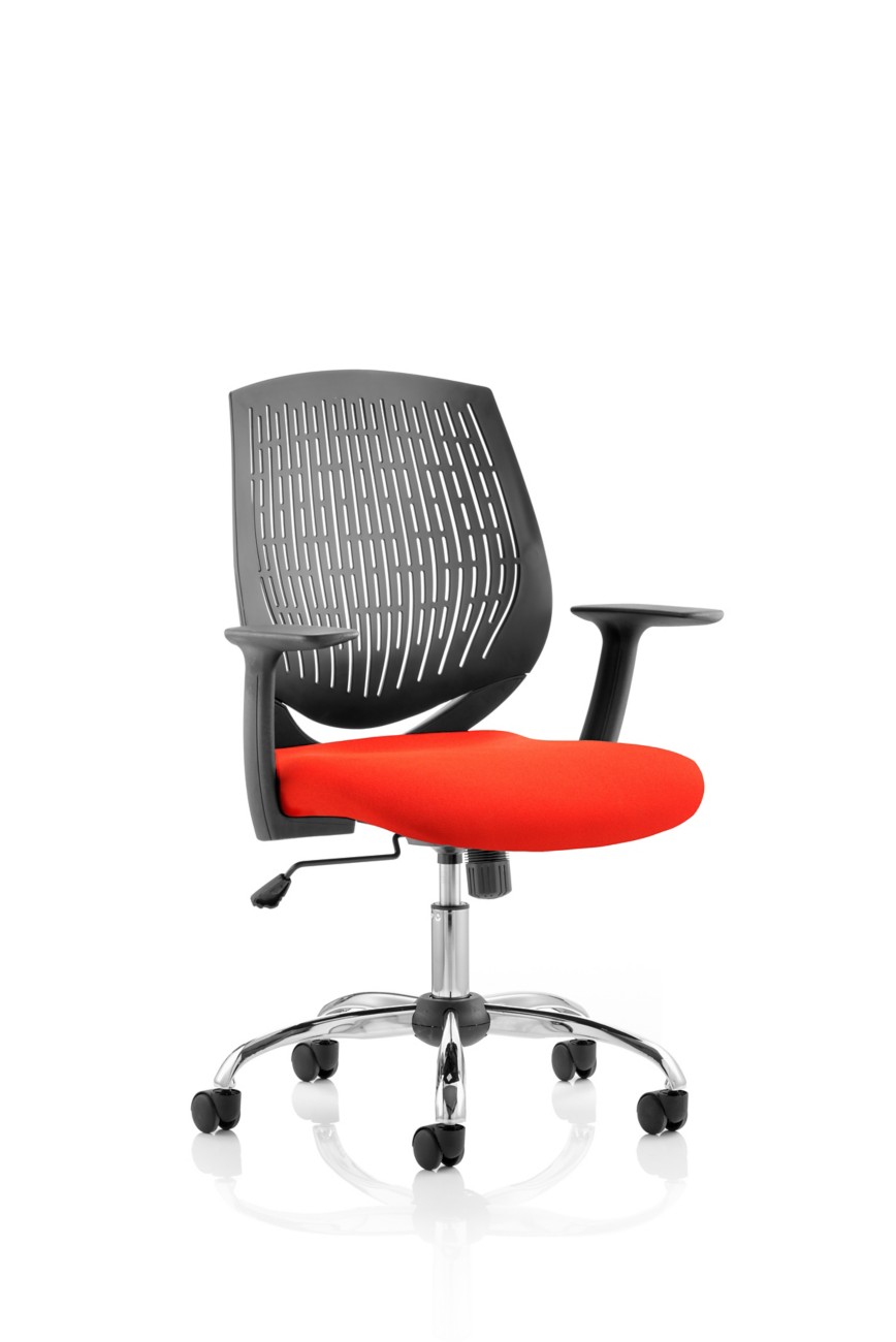 Dynamic Black/Red Basic Tilt Task Operator Chair Fixed Arms Dura Back, Tobasco Seat Back Medium