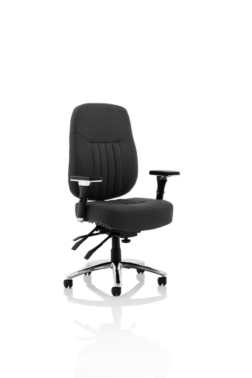 Deluxe Black Fabric Operator Chair - Image 4