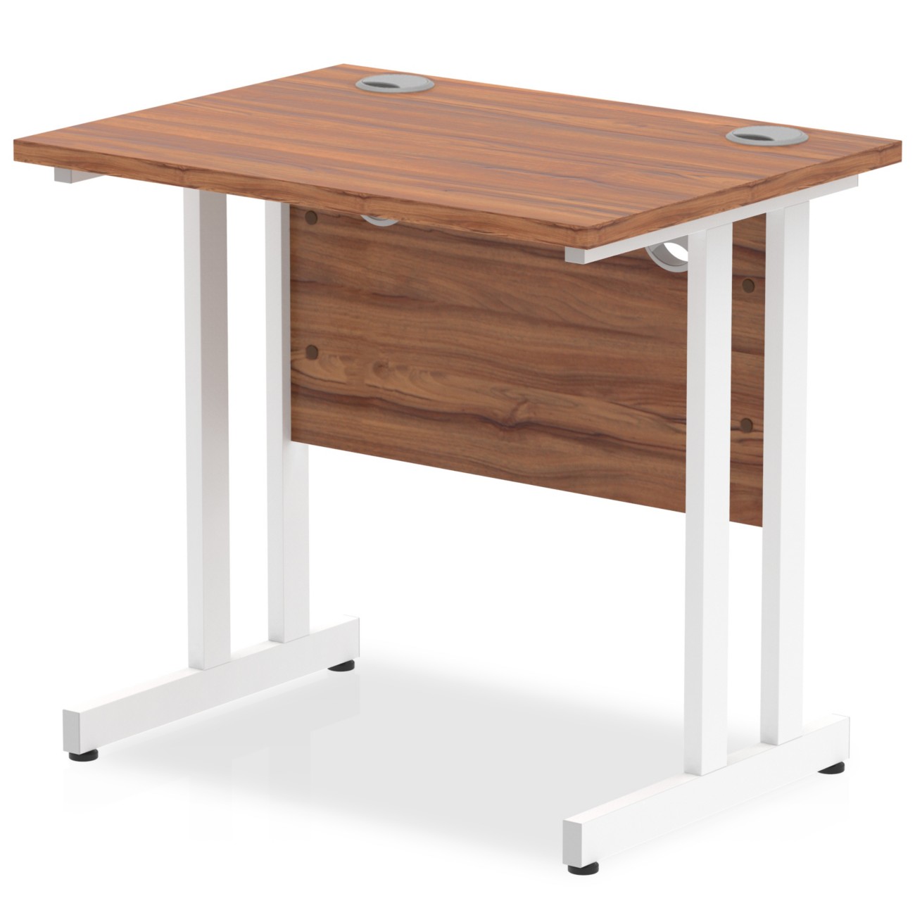 Impulse 800 x 600mm Straight Office Desk Walnut Top White Cantilever - Image 3