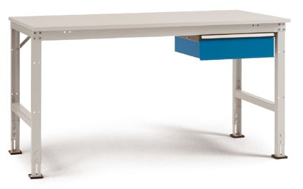 Manuflex Stationär Complete Arbeitstisch Melamin, Stahl Standard Brillantblau 1.500 x 800 mm