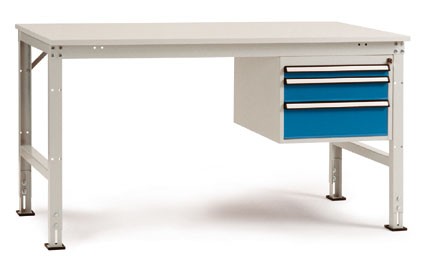 Manuflex Stationär Complete Arbeitstisch UNIVERSAL Basic Standard Kunststoff, Stahl Brillantblau 1.500 x 800 mm